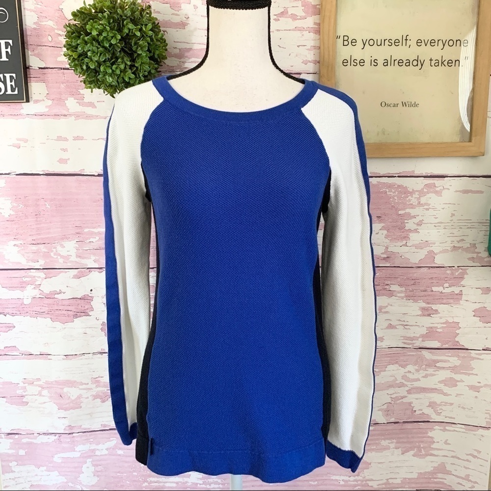 RALPH LAUREN Active Color block Knit Sweater Small Cotton Long Sleeve